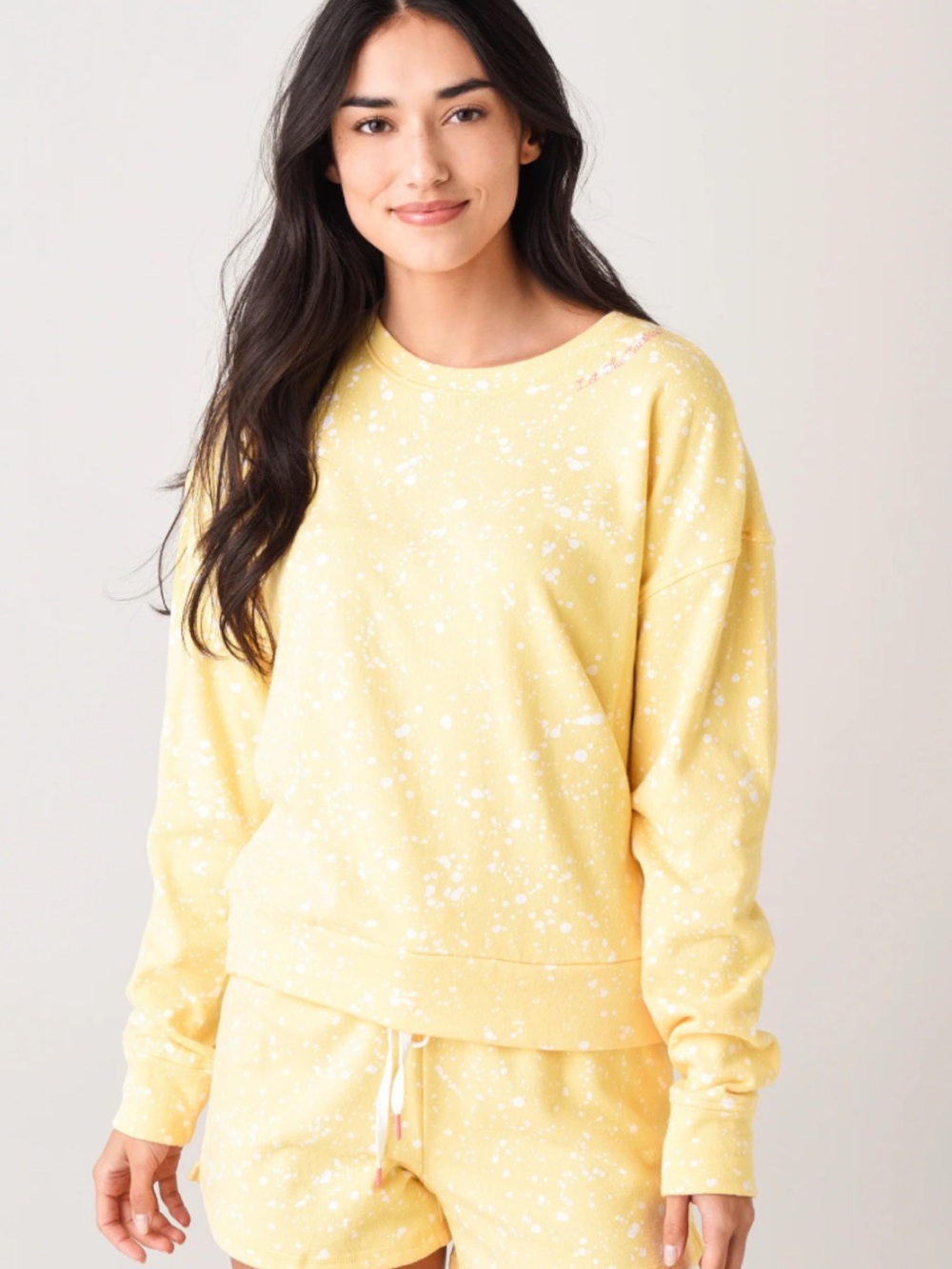 PJSalvage Yellow Splatter Print Cozy Sweatshirt & Jogger Set